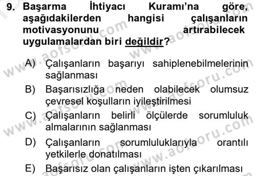 Ücret ve Ödül Yönetimi Dersi 2018 - 2019 Yılı (Final) Dönem Sonu Sınav Soruları 9. Soru