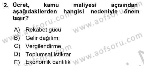 Ücret ve Ödül Yönetimi Dersi 2018 - 2019 Yılı Yaz Okulu Sınav Soruları 2. Soru