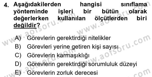 Ücret ve Ödül Yönetimi Dersi 2018 - 2019 Yılı Yaz Okulu Sınav Soruları 4. Soru