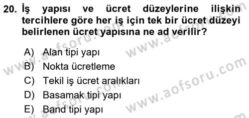 Ücret ve Ödül Yönetimi Dersi 2021 - 2022 Yılı (Vize) Ara Sınav Soruları 20. Soru