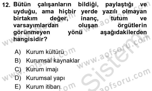 Ücret ve Ödül Yönetimi Dersi 2021 - 2022 Yılı (Final) Dönem Sonu Sınav Soruları 12. Soru