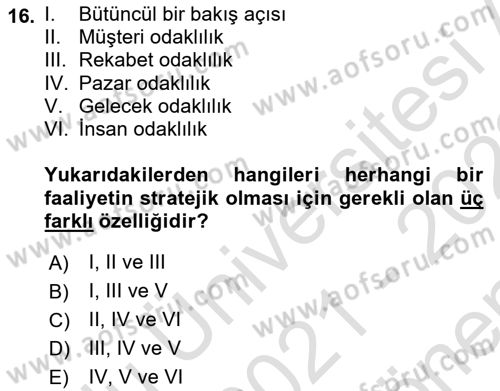Ücret ve Ödül Yönetimi Dersi 2021 - 2022 Yılı (Final) Dönem Sonu Sınav Soruları 16. Soru