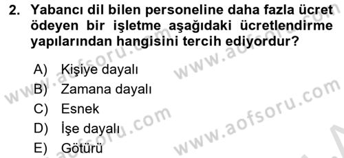 Ücret ve Ödül Yönetimi Dersi 2021 - 2022 Yılı (Final) Dönem Sonu Sınav Soruları 2. Soru