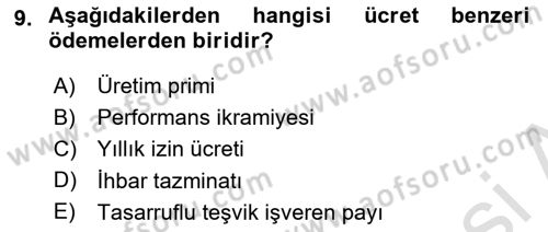 Ücret ve Ödül Yönetimi Dersi 2021 - 2022 Yılı (Final) Dönem Sonu Sınav Soruları 9. Soru