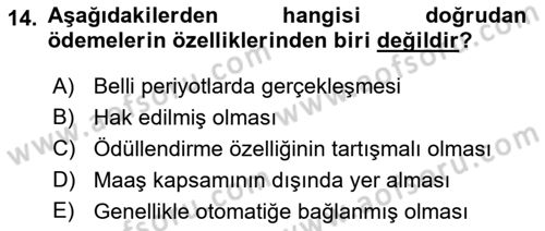 Ücret ve Ödül Yönetimi Dersi 2022 - 2023 Yılı Yaz Okulu Sınav Soruları 14. Soru