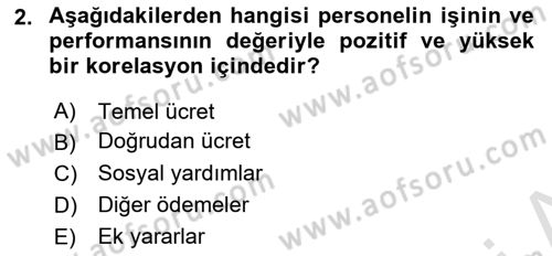Ücret ve Ödül Yönetimi Dersi 2022 - 2023 Yılı Yaz Okulu Sınav Soruları 2. Soru