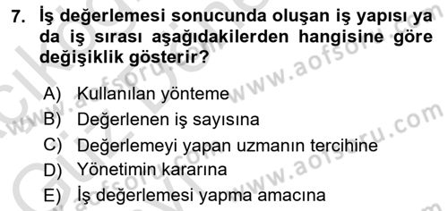 Ücret ve Ödül Yönetimi Dersi 2023 - 2024 Yılı (Vize) Ara Sınav Soruları 7. Soru