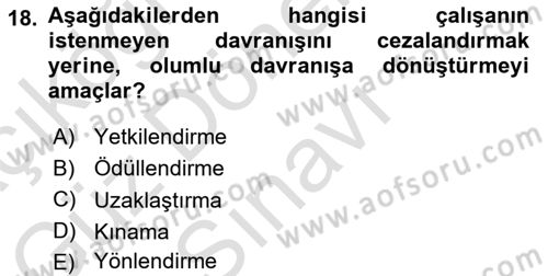Ücret ve Ödül Yönetimi Dersi 2023 - 2024 Yılı (Final) Dönem Sonu Sınav Soruları 18. Soru