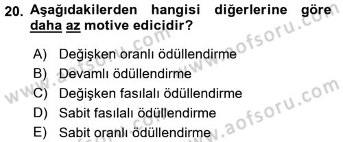 Ücret ve Ödül Yönetimi Dersi 2023 - 2024 Yılı (Final) Dönem Sonu Sınav Soruları 20. Soru