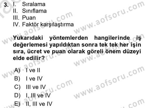 Ücret ve Ödül Yönetimi Dersi 2023 - 2024 Yılı (Final) Dönem Sonu Sınav Soruları 3. Soru