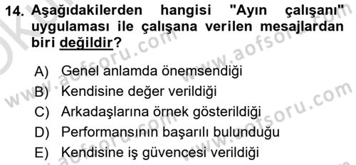 Ücret ve Ödül Yönetimi Dersi 2023 - 2024 Yılı Yaz Okulu Sınav Soruları 14. Soru