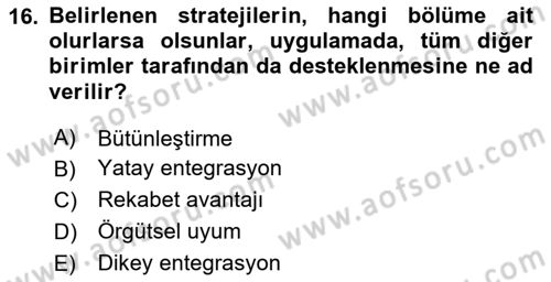 Ücret ve Ödül Yönetimi Dersi 2023 - 2024 Yılı Yaz Okulu Sınav Soruları 16. Soru