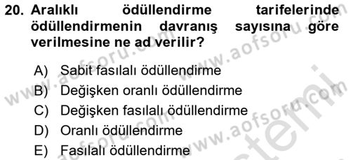 Ücret ve Ödül Yönetimi Dersi 2023 - 2024 Yılı Yaz Okulu Sınav Soruları 20. Soru