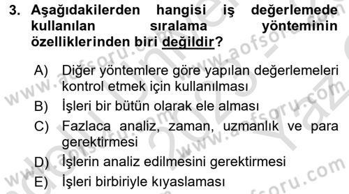 Ücret ve Ödül Yönetimi Dersi 2023 - 2024 Yılı Yaz Okulu Sınav Soruları 3. Soru