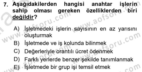 Ücret ve Ödül Yönetimi Dersi 2024 - 2025 Yılı (Vize) Ara Sınav Soruları 7. Soru