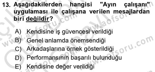 Ücret ve Ödül Yönetimi Dersi 2024 - 2025 Yılı (Final) Dönem Sonu Sınav Soruları 13. Soru