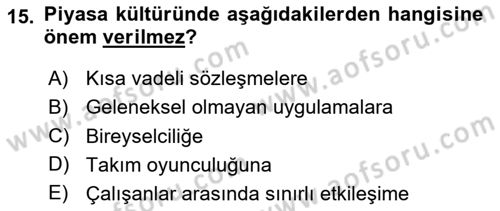 Ücret ve Ödül Yönetimi Dersi 2024 - 2025 Yılı (Final) Dönem Sonu Sınav Soruları 15. Soru