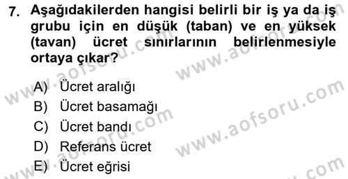 Ücret ve Ödül Yönetimi Dersi 2024 - 2025 Yılı (Final) Dönem Sonu Sınav Soruları 7. Soru