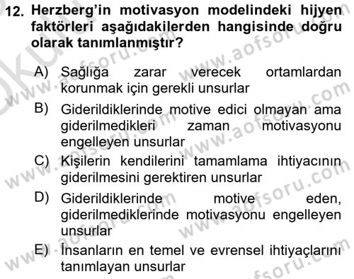 Ücret ve Ödül Yönetimi Dersi 2024 - 2025 Yılı Yaz Okulu Sınav Soruları 12. Soru