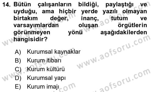 Ücret ve Ödül Yönetimi Dersi 2024 - 2025 Yılı Yaz Okulu Sınav Soruları 14. Soru