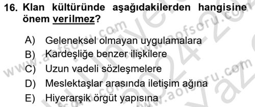 Ücret ve Ödül Yönetimi Dersi 2024 - 2025 Yılı Yaz Okulu Sınav Soruları 16. Soru