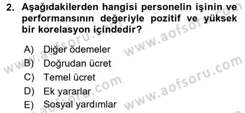 Ücret ve Ödül Yönetimi Dersi 2024 - 2025 Yılı Yaz Okulu Sınav Soruları 2. Soru