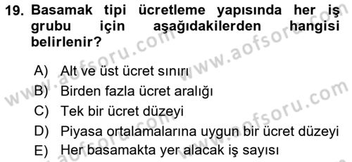 Ücret ve Ödül Yönetimi Dersi 2025 - 2026 Yılı (Vize) Ara Sınav Soruları 19. Soru