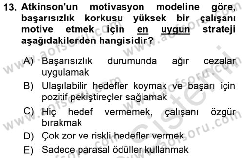 Ücret ve Ödül Yönetimi Dersi 2025 - 2026 Yılı (Final) Dönem Sonu Sınav Soruları 13. Soru