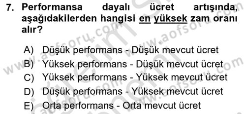 Ücret ve Ödül Yönetimi Dersi 2025 - 2026 Yılı (Final) Dönem Sonu Sınav Soruları 7. Soru