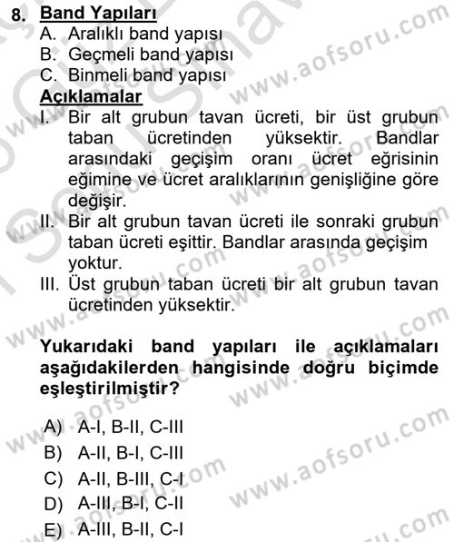 Ücret ve Ödül Yönetimi Dersi 2025 - 2026 Yılı (Final) Dönem Sonu Sınav Soruları 8. Soru
