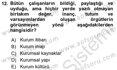 Ücret ve Ödül Yönetimi Dersi 2025 - 2026 Yılı Yaz Okulu Sınav Soruları 12. Soru