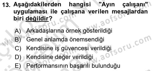 Ücret ve Ödül Yönetimi Dersi 2025 - 2026 Yılı Yaz Okulu Sınav Soruları 13. Soru
