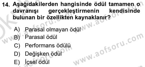 Ücret ve Ödül Yönetimi Dersi 2025 - 2026 Yılı Yaz Okulu Sınav Soruları 14. Soru