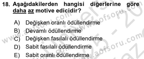 Ücret ve Ödül Yönetimi Dersi 2025 - 2026 Yılı Yaz Okulu Sınav Soruları 18. Soru