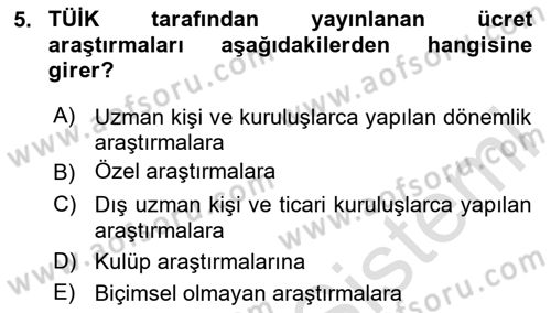 Ücret ve Ödül Yönetimi Dersi 2025 - 2026 Yılı Yaz Okulu Sınav Soruları 5. Soru