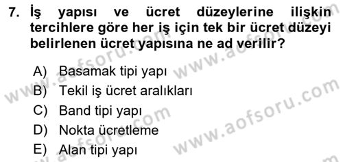 Ücret ve Ödül Yönetimi Dersi 2025 - 2026 Yılı Yaz Okulu Sınav Soruları 7. Soru