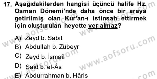 İslam İnanç Esasları Dersi 2013 - 2014 Yılı (Vize) Ara Sınav Soruları 17. Soru