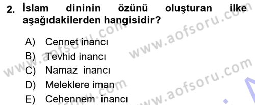 İslam İnanç Esasları Dersi 2015 - 2016 Yılı (Final) Dönem Sonu Sınav Soruları 2. Soru