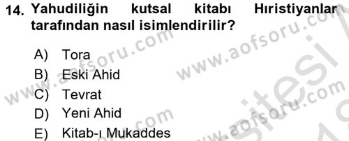 İslam İnanç Esasları Dersi 2017 - 2018 Yılı (Vize) Ara Sınav Soruları 14. Soru