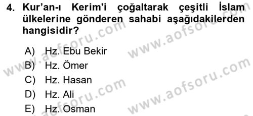 İslam İnanç Esasları Dersi 2022 - 2023 Yılı (Final) Dönem Sonu Sınav Soruları 4. Soru