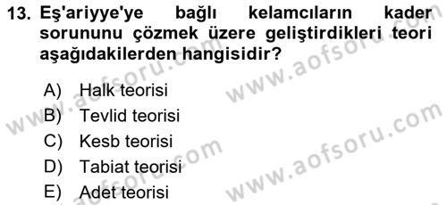 İslam İnanç Esasları Dersi 2022 - 2023 Yılı Yaz Okulu Sınav Soruları 13. Soru