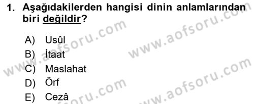 İslam İnanç Esasları Dersi 2023 - 2024 Yılı Yaz Okulu Sınav Soruları 1. Soru