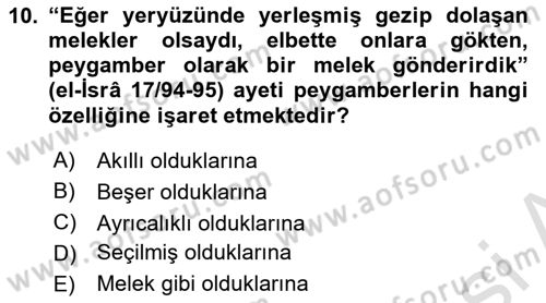 İslam İnanç Esasları Dersi 2023 - 2024 Yılı Yaz Okulu Sınav Soruları 10. Soru