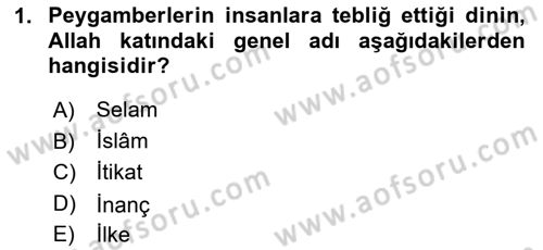 İslam İnanç Esasları Dersi 2024 - 2025 Yılı Yaz Okulu Sınav Soruları 1. Soru