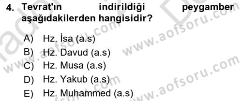 İslam İnanç Esasları Dersi 2025 - 2026 Yılı (Final) Dönem Sonu Sınav Soruları 4. Soru