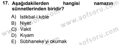 İslam İbadet Esasları Dersi 2012 - 2013 Yılı (Final) Dönem Sonu Sınav Soruları 17. Soru