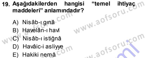 İslam İbadet Esasları Dersi Ara Sınavı Deneme Sınav Soruları 19. Soru