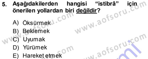 İslam İbadet Esasları Dersi 2013 - 2014 Yılı (Vize) Ara Sınav Soruları 5. Soru