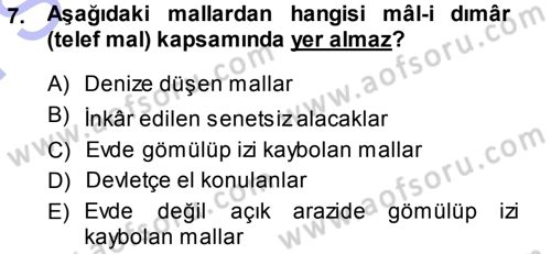 İslam İbadet Esasları Dersi 2013 - 2014 Yılı (Final) Dönem Sonu Sınav Soruları 7. Soru