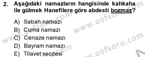 İslam İbadet Esasları Dersi 2014 - 2015 Yılı (Final) Dönem Sonu Sınav Soruları 2. Soru